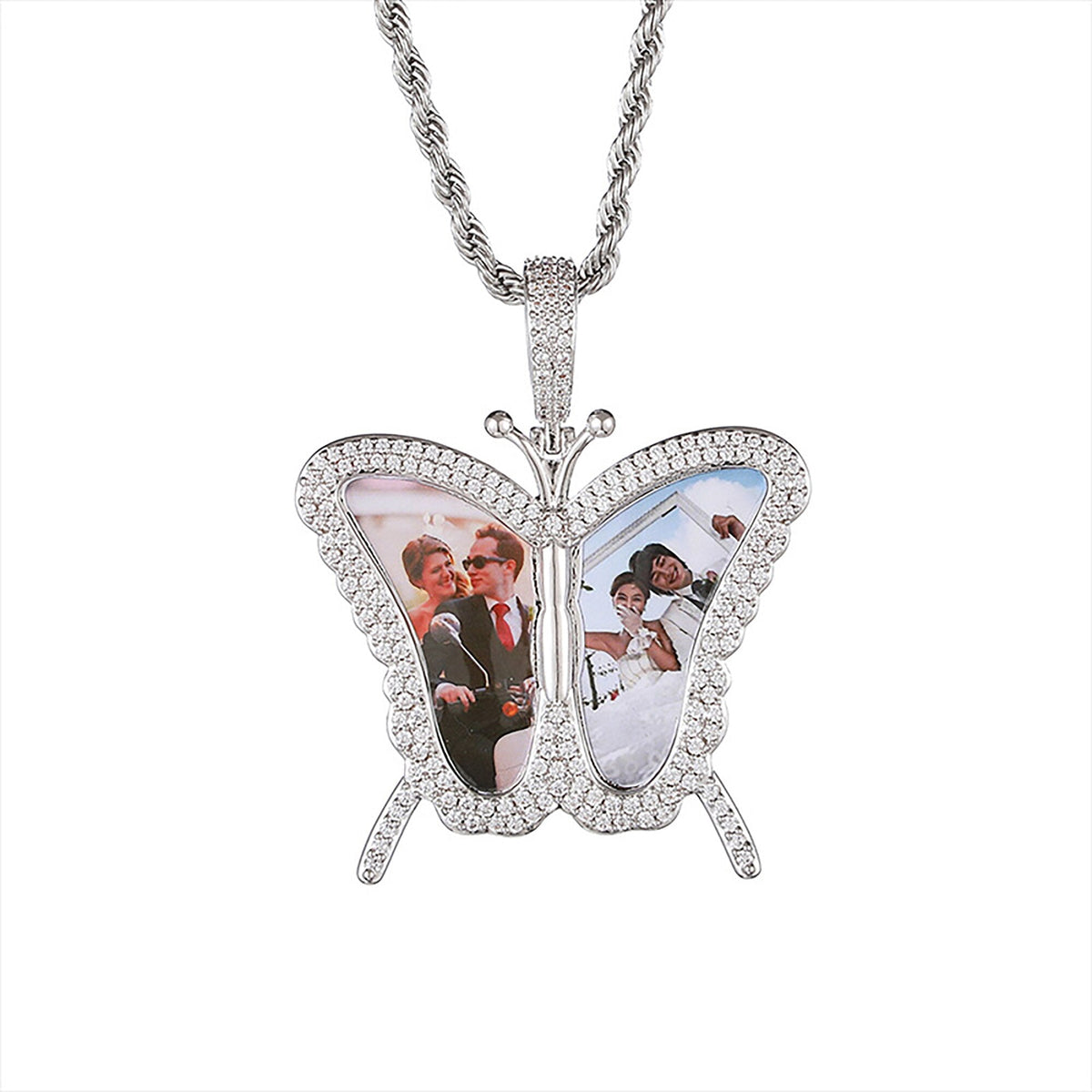 Personalised Butterfly Locket Necklace For Opening Print Two Photo Pendant - MERGE.DAY.1.FREESTYLE