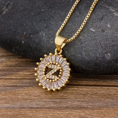 Initial Letter Necklace 26 Letters Charm Gold Name Necklace Pendant - MERGE.DAY.1.FREESTYLE