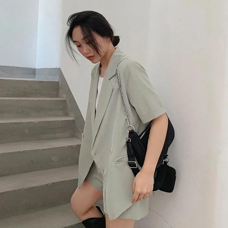 Women's Shorts And Blazer Set Korean Loose Two Piece Suits Female Summer Office Ladies - MERGE.DAY.1.FREESTYLE