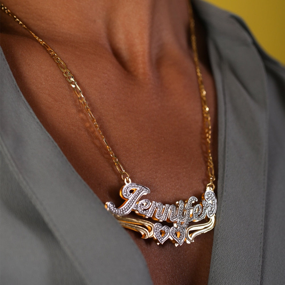 Customized Name Necklace Custom 3D Nameplate Personalized Double Electroplating Pendant - MERGE.DAY.1.FREESTYLE
