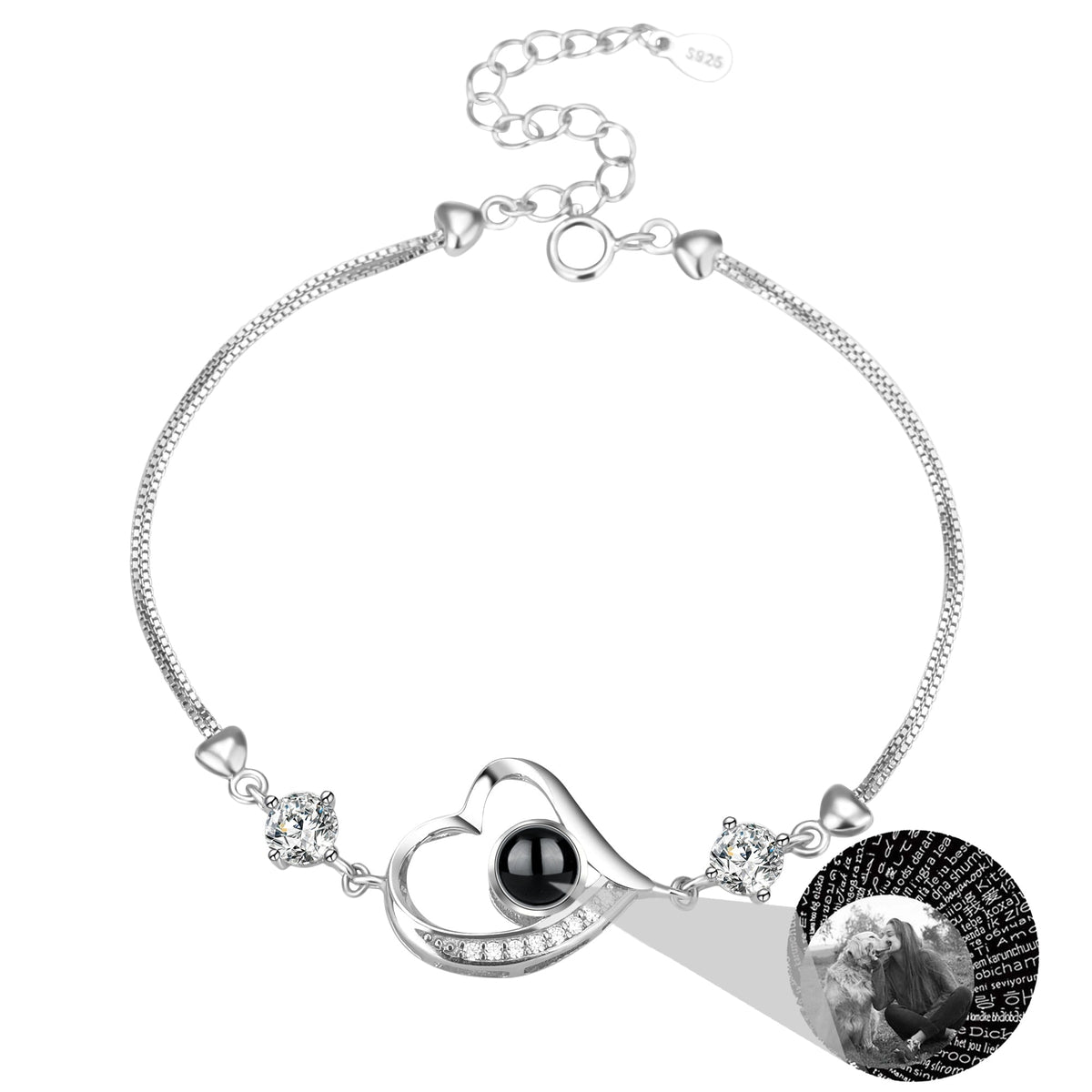 Customize Photo Name Projection Bracelet For Heart Chain Bracelets - MERGE.DAY.1.FREESTYLE