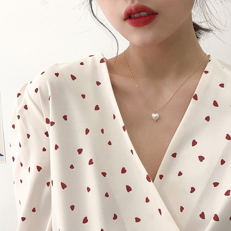 Beads Women's Neck Chain Kpop Pearl Choker Necklace Gold Color Jewelry On The Neck Pendant - MERGE.DAY.1.FREESTYLE