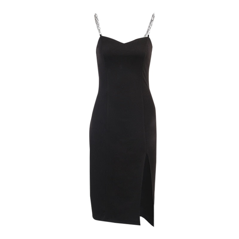 Women's Dresses Chain Strapless Sleeveless Solid Basic Split Knee-Length Bodycon 2022 - MERGE.DAY.1.FREESTYLE