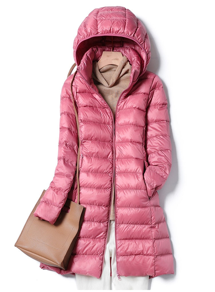 Ultralight Thin Down Jacket White Duck Down Hooded long Jackets Long Sleeve - MERGE.DAY.1.FREESTYLE