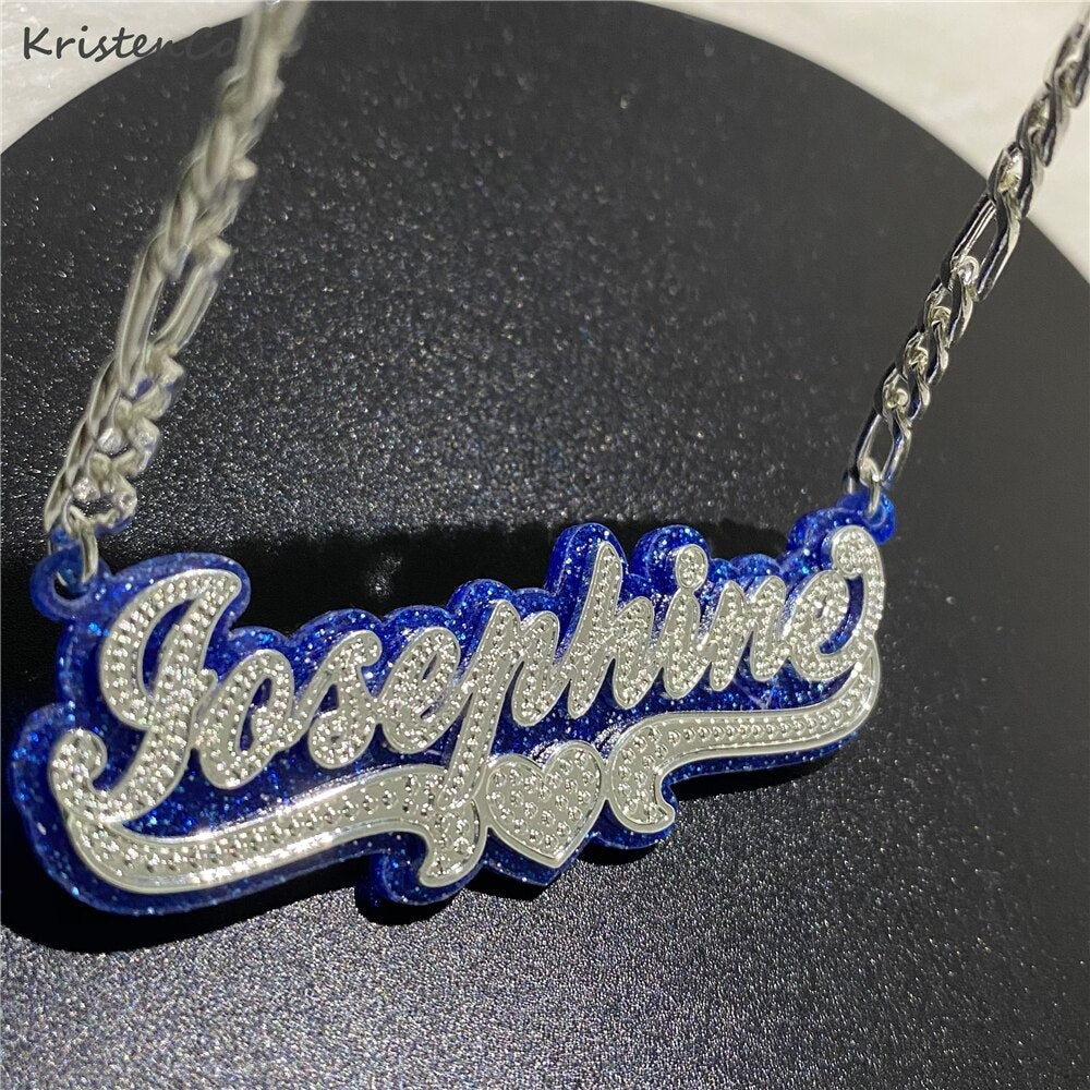Customized Double Gold-plated Custom Name Necklace Custom Acrylic Pendant Necklace - MERGE.DAY.1.FREESTYLE