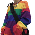 Rainbow Striped Women T Shirts Harajuku Fashion Tops Long Sleeves Oversize Tshirt O-Neck - MERGE.DAY.1.FREESTYLE