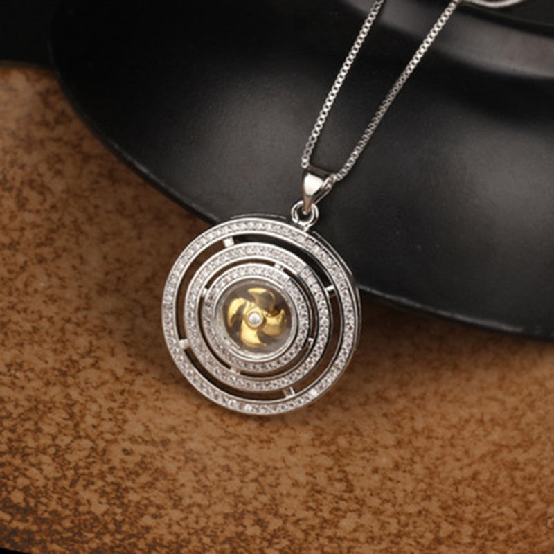 Rotatable Windmill Pendant Necklace AAA Cubic Zirconia Pave Gold Silver Color Crystal Necklace Jewelry - MERGE.DAY.1.FREESTYLE