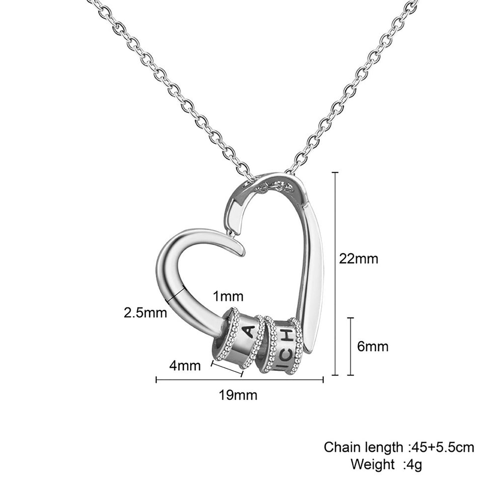 Personalized Heart-shaped Charming Gifts Pendant Jewelry With 1-3 Beads Engraved Name - MERGE.DAY.1.FREESTYLE