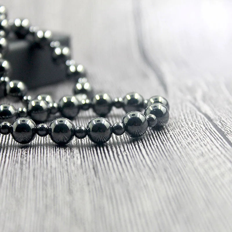 hematite necklace Round Beads Beaded Necklace - MERGE.DAY.1.FREESTYLE