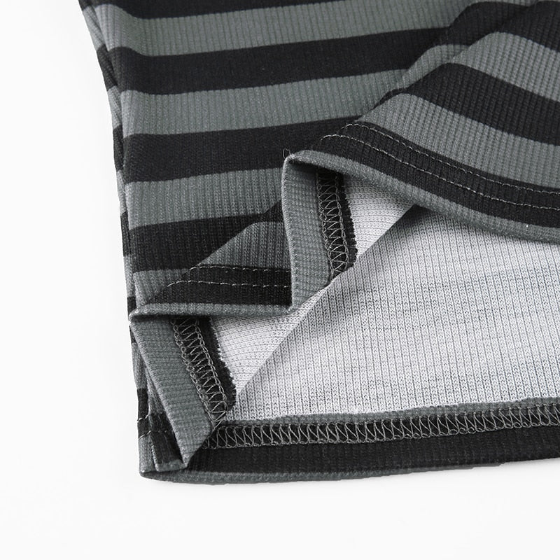 Goth Print Tops Stripe Cute T-Shirts Dark Academia Techwear Button Up V Neck Half Sleeve Sweat Shirts - MERGE.DAY.1.FREESTYLE