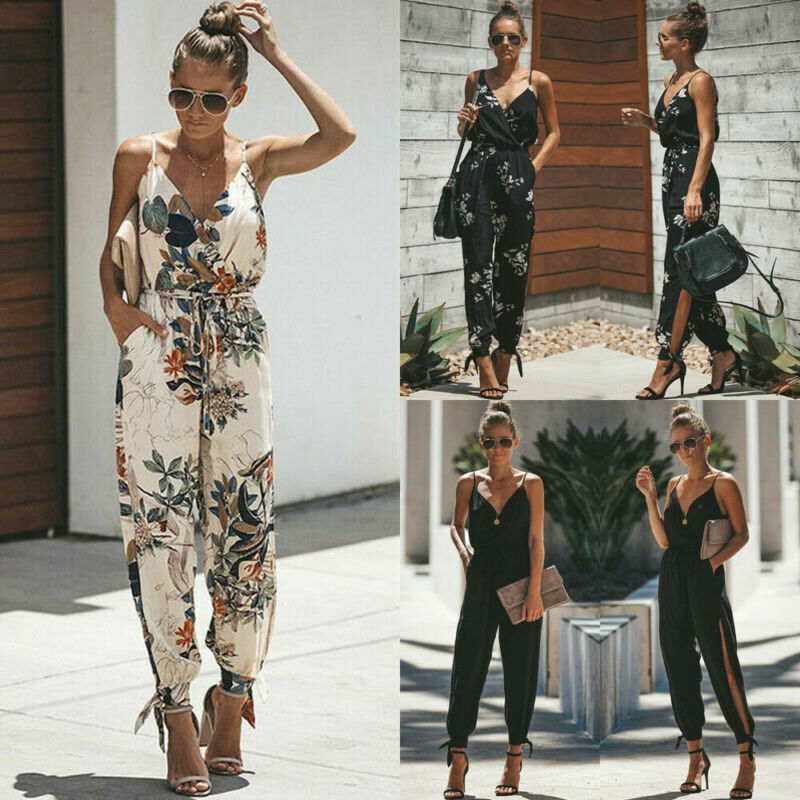Women Sleeveless Loose Baggy Trousers Solid Romper Jumpsuit Cotton Print Broadcloth - MERGE.DAY.1.FREESTYLE