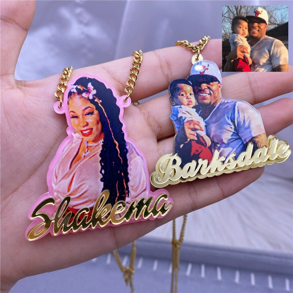 Custom Name Picture Necklace for Women Personalized Acrylic Pendent Necklace Custome Jewelry - MERGE.DAY.1.FREESTYLE