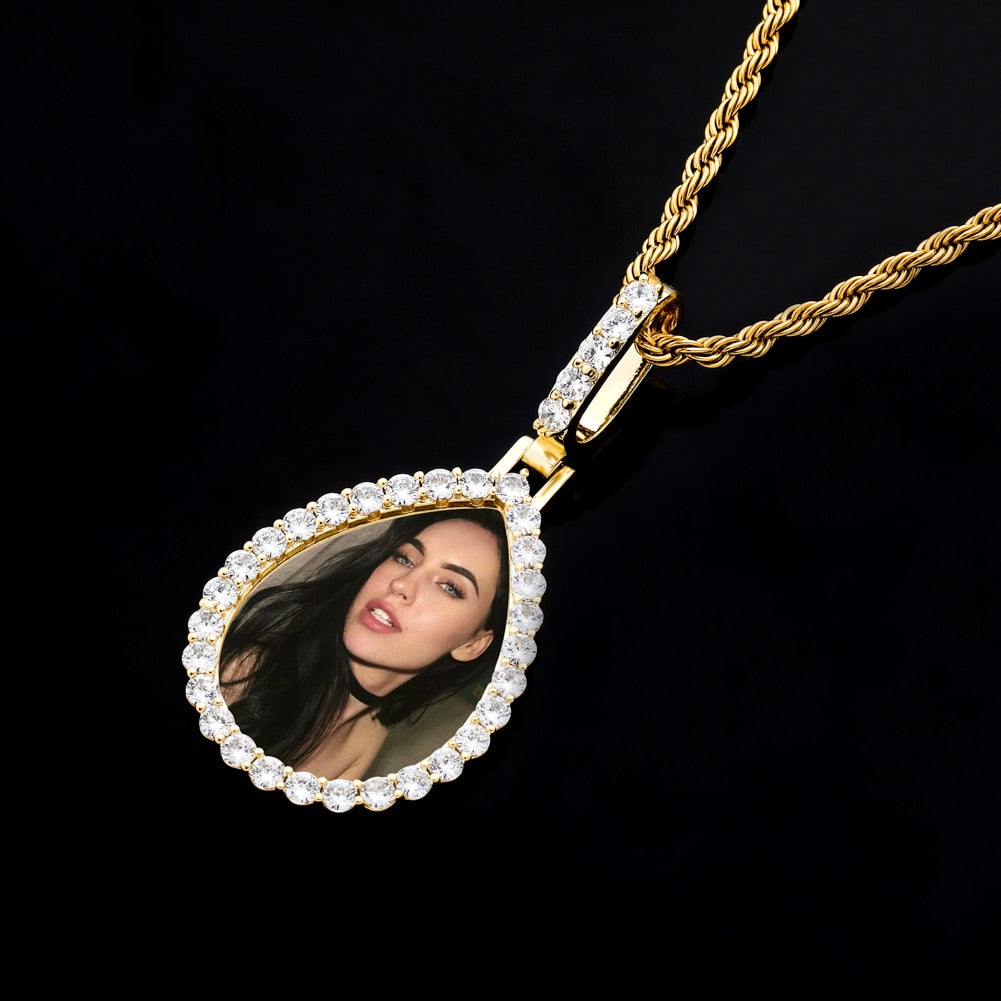 Custom Photo Pendant Drop-shaped Medal Pendant Necklace Hip Hop Jewelry - MERGE.DAY.1.FREESTYLE