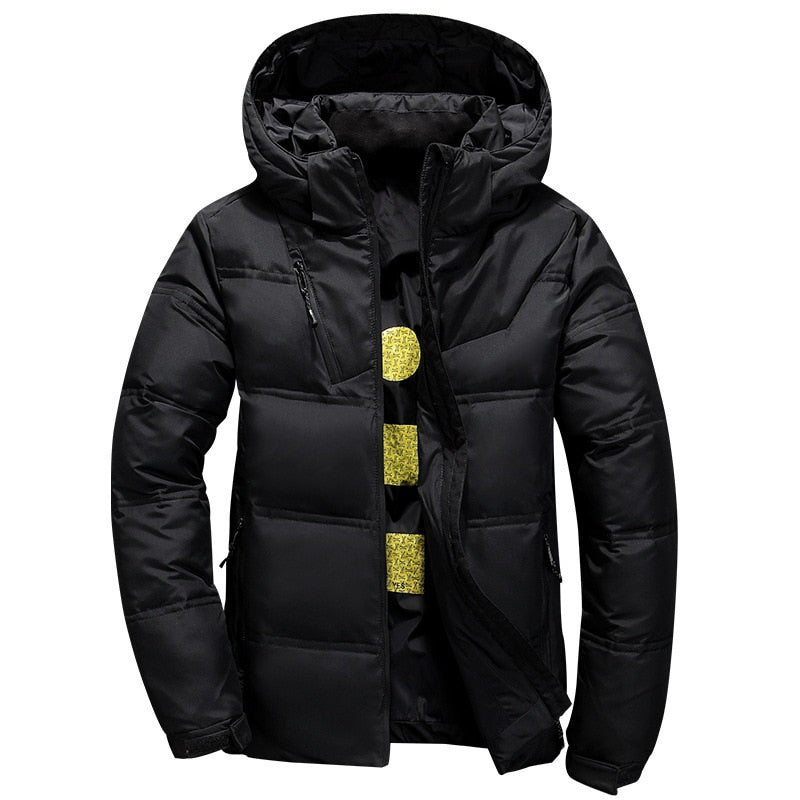 Duck Down Jacket Men Winter Warm Solid Color Hooded Jackets Outdoor Coat - MERGE.DAY.1.FREESTYLE