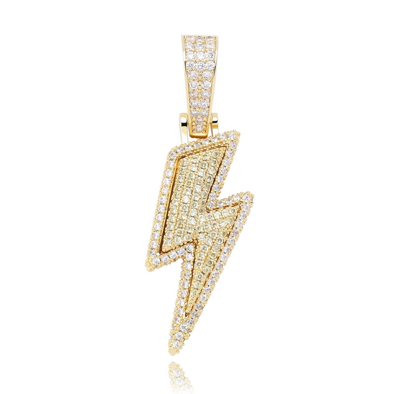 Iced Out Bling Lightning Pendants With Tennis Chain Copper Material Men's Hip Hop Jewelry Gift - MERGE.DAY.1.FREESTYLE