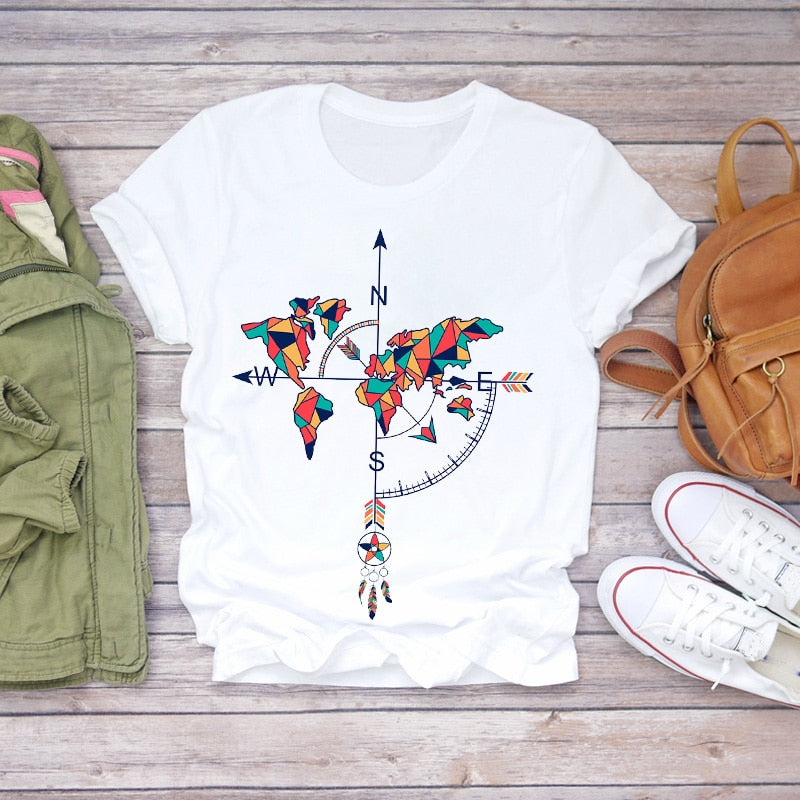 Dream Feather Print Summer Short Sleeve T-Shirts Top Graphic Plue Size - MERGE.DAY.1.FREESTYLE