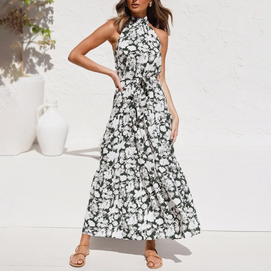 Summer Long Dress Polka Dot Casual Dresses Black Sexy Halter Strapless Sundress Vacation - MERGE.DAY.1.FREESTYLE