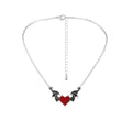 Women's Alloy Punk Style Hip-hop Black Devil Red Love Heart Pendant Necklace - MERGE.DAY.1.FREESTYLE