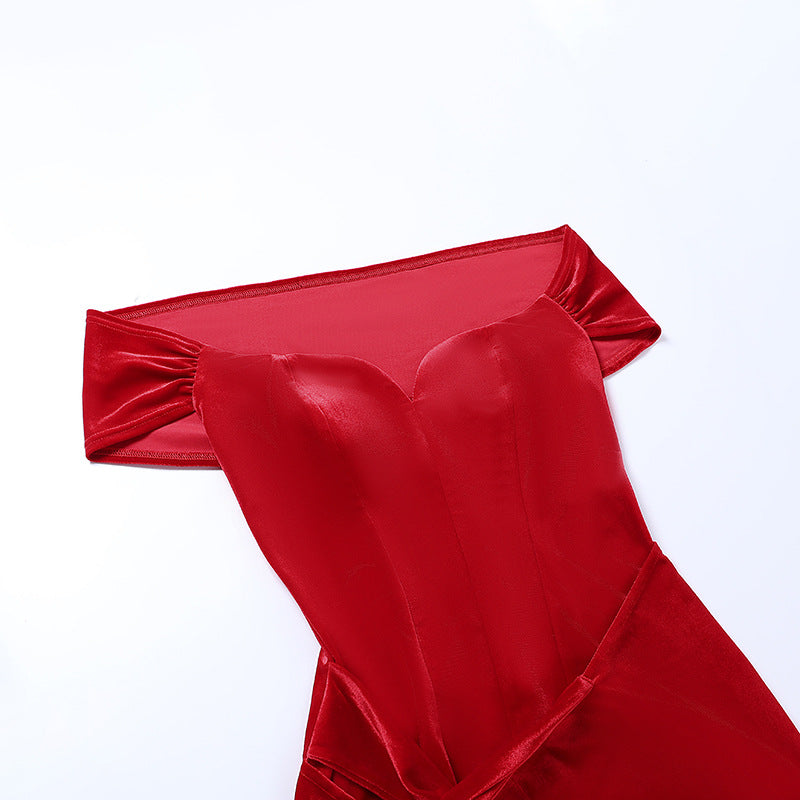 Summer Short Sleeve High Split Formal Evening Dress Women Solid Bodycon Long Dresses - MERGE.DAY.1.FREESTYLE