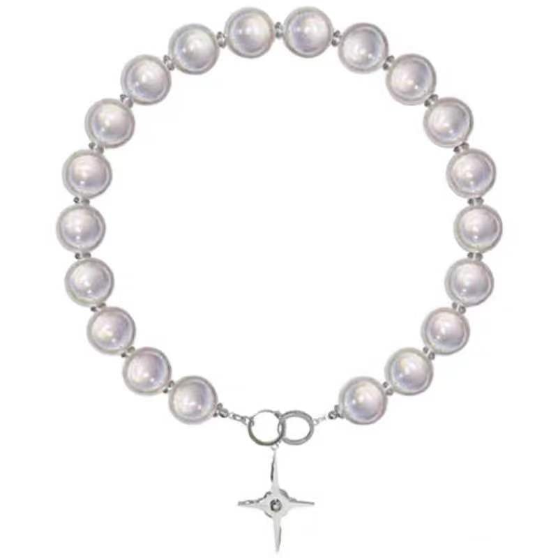 Luminous Beads Pearl Stitching Necklace Choker Cross Pendant Clavicle Sweet Party Jewelry - MERGE.DAY.1.FREESTYLE