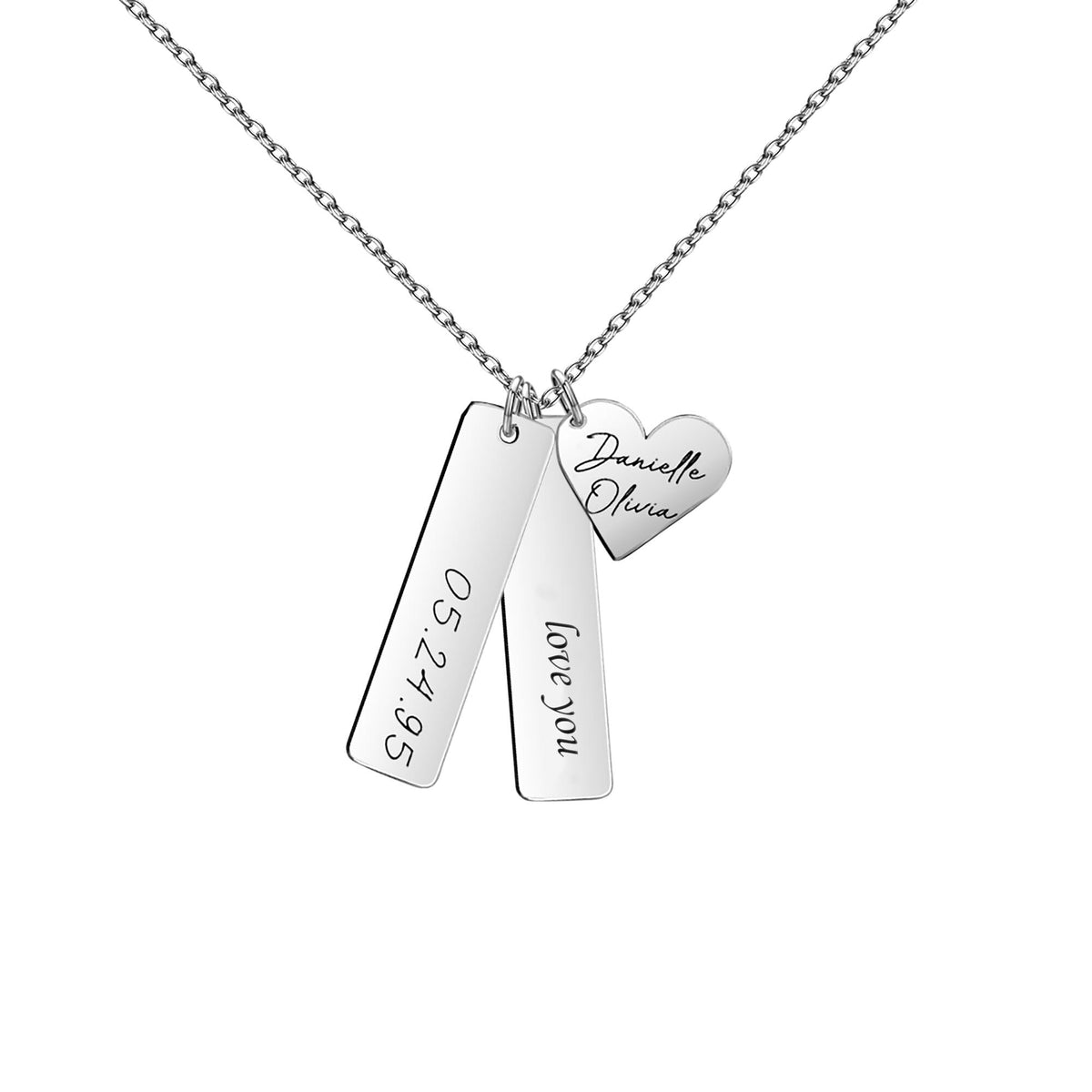 Heart-shaped Necklace Personalized Engraved Name Text Pendant - MERGE.DAY.1.FREESTYLE