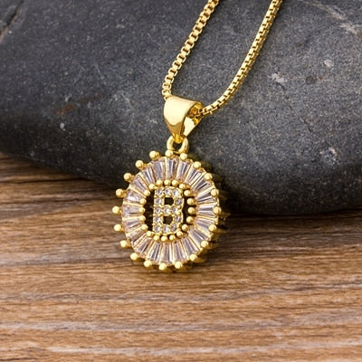 Initial Letter Necklace 26 Letters Charm Gold Name Necklace Pendant - MERGE.DAY.1.FREESTYLE