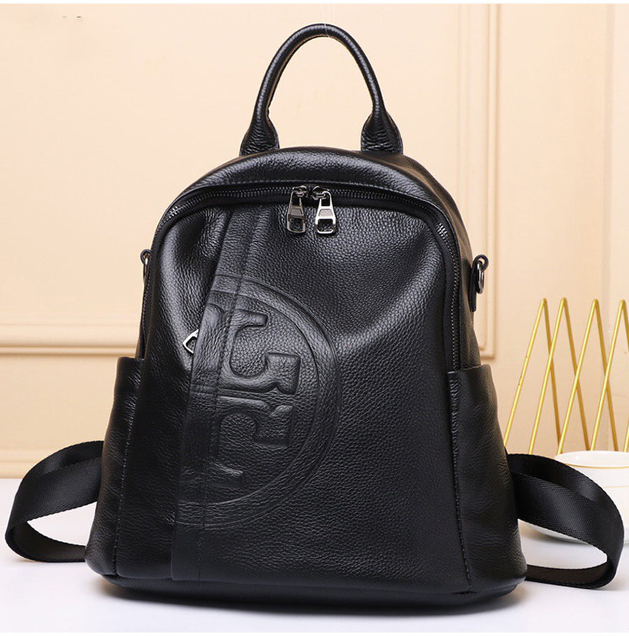 Genuine Real Cowhide Leather Backpack High Quality Women's Bag Durable Dirty Student School Bag - MERGE.DAY.1.FREESTYLE