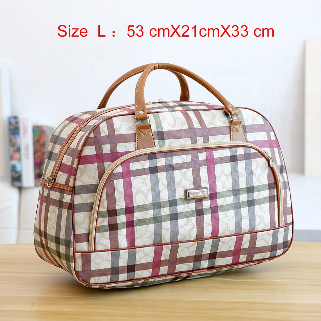 Women Travel Bags PU Leather Large Capacity Waterproof Print Luggage Duffle Bag - MERGE.DAY.1.FREESTYLE