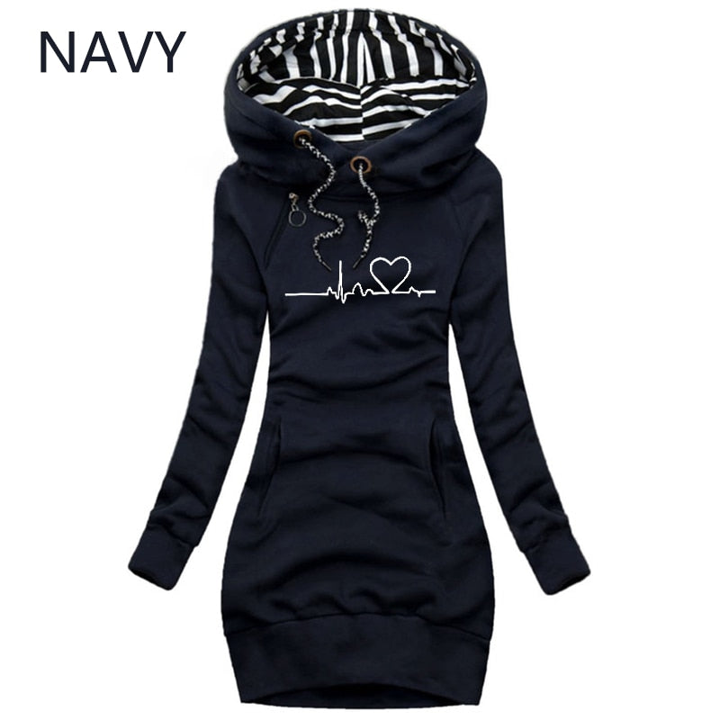 Autumn and Winter Women Dresses Long Sleeve Hoodie Dress for Women Pullover Hooded Dresses - MERGE.DAY.1.FREESTYLE