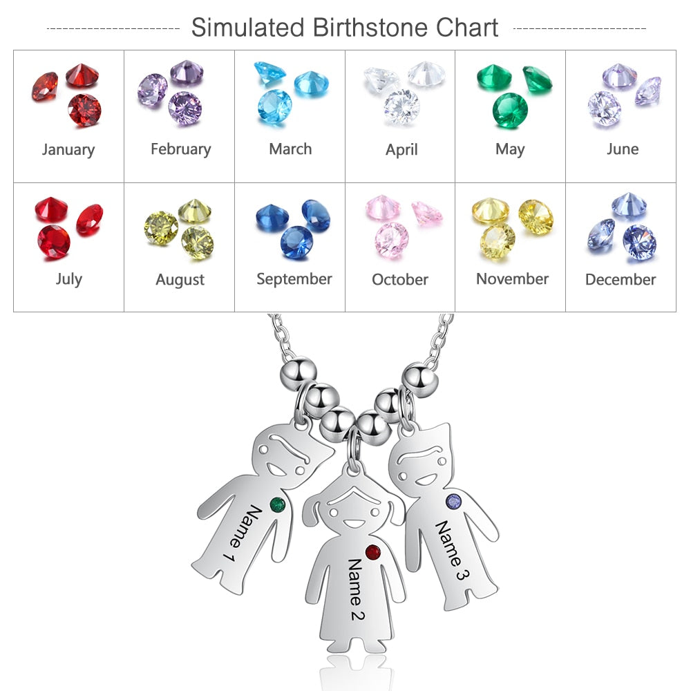 Boy Girl Pendant Name Necklace Customized Birthstone Jewelry Gift - MERGE.DAY.1.FREESTYLE