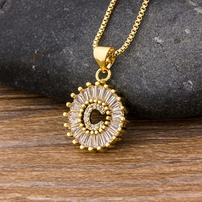Initial Letter Necklace 26 Letters Charm Gold Name Necklace Pendant - MERGE.DAY.1.FREESTYLE