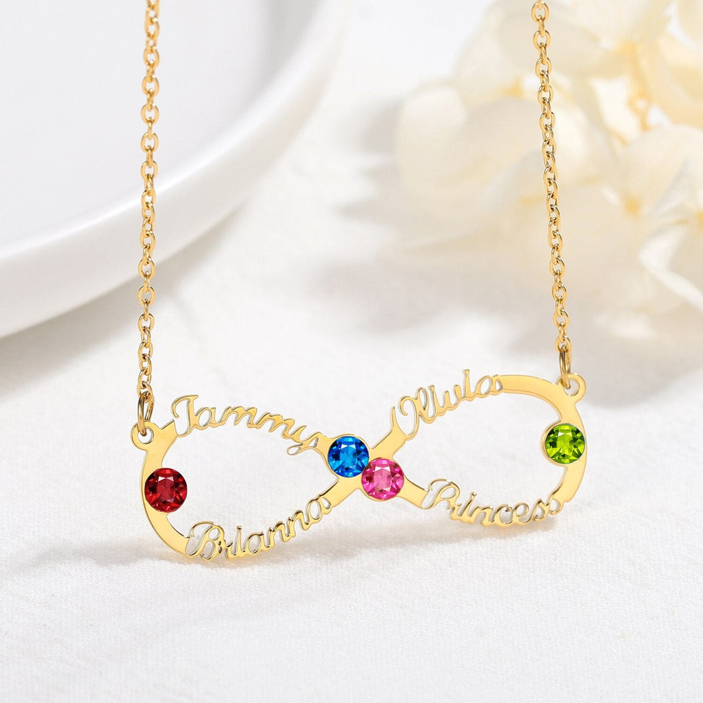 Custom Name Necklace Custom Infinite Loop Necklace Pendant Personalized Birthstone - MERGE.DAY.1.FREESTYLE