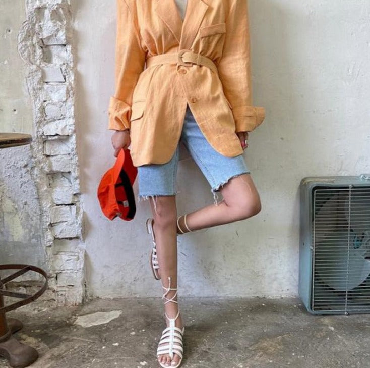Women High Waist Riped Button Up Female Denim Shorts Jeans - MERGE.DAY.1.FREESTYLE