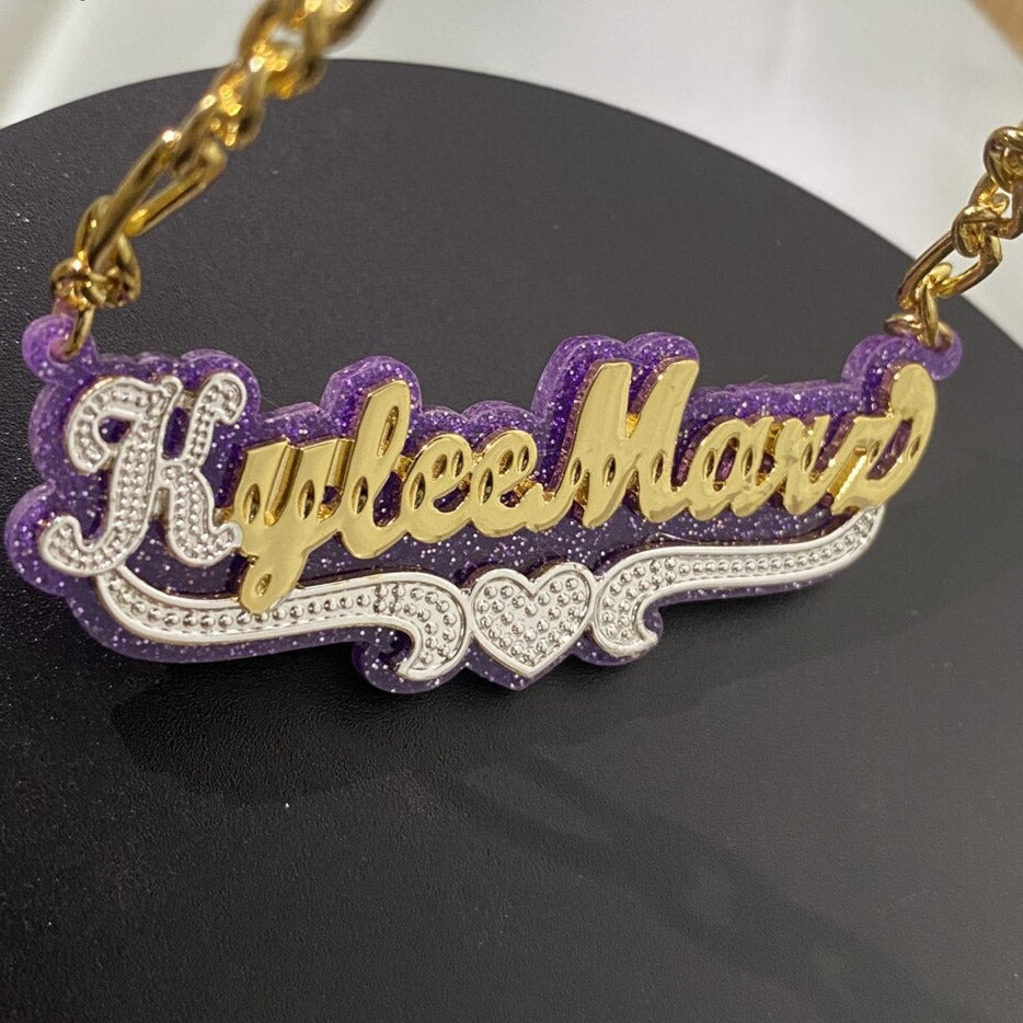 Customized Double Gold-plated Custom Name Necklace Custom Acrylic Pendant Necklace - MERGE.DAY.1.FREESTYLE