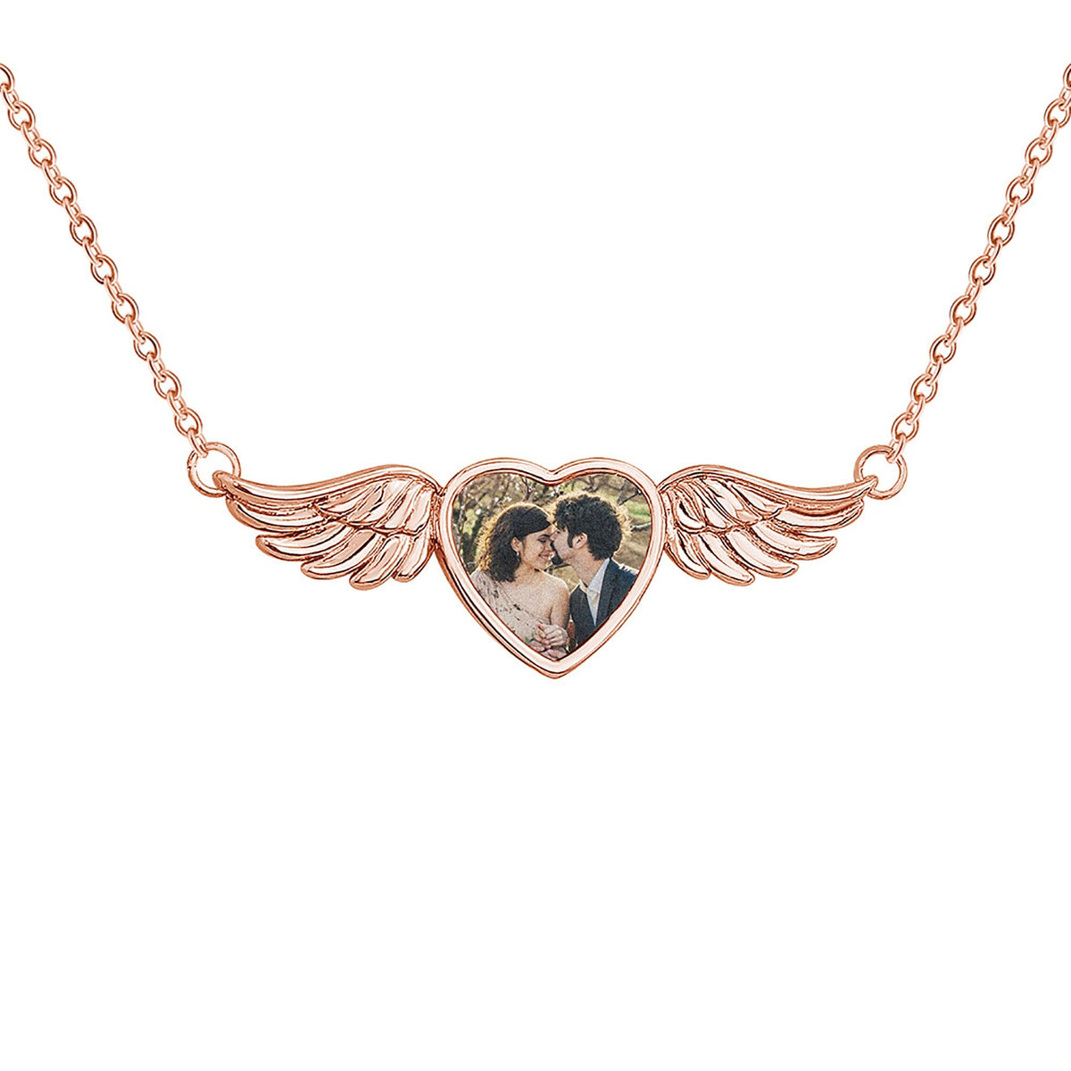 Engraved Text Custom Photo Angel Wing Heart Shaped Jewelry Gifts - MERGE.DAY.1.FREESTYLE