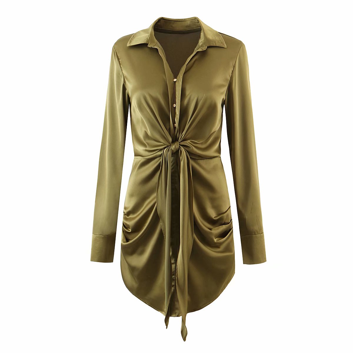 mini dress summer long sleeves women irregularity pleated vocation style loose white shirtdress - MERGE.DAY.1.FREESTYLE
