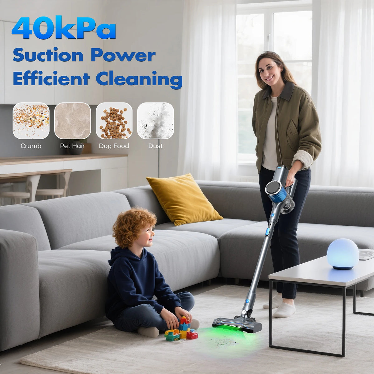 UL/CE/CB/ROHS No Hair Tangles Cordless 40-Minute Stick Vacuum Cleaner with Detachable 0.9L Dust Cup Upright for Carpet Cleaning - MERGE.DAY.1.FREESTYLE