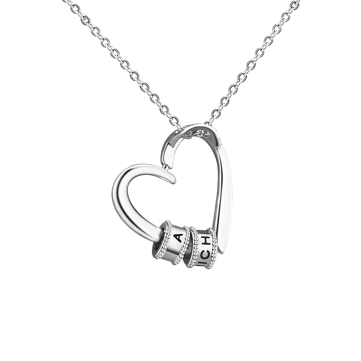 Personalized Heart-shaped Charming Gifts Pendant Jewelry With 1-3 Beads Engraved Name - MERGE.DAY.1.FREESTYLE