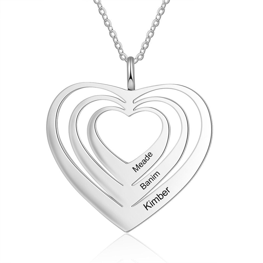 Customized 3 Hearts Pendant Personalized Engraving Name Necklaces - MERGE.DAY.1.FREESTYLE