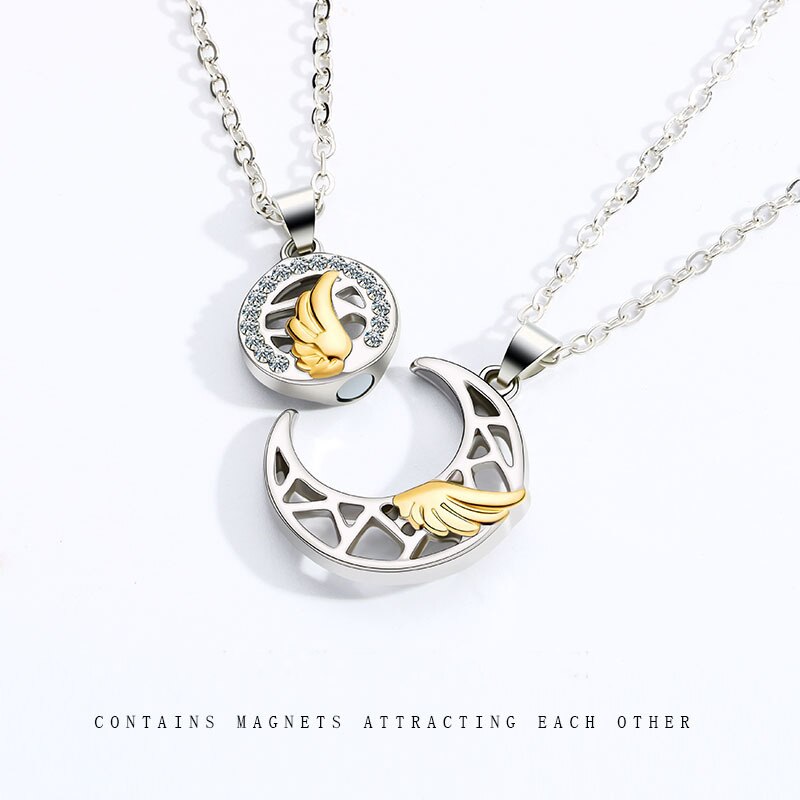 Sun Moon Wing Couple Necklace Magnet Attract Simple Fashion Valentine's Day Necklace - MERGE.DAY.1.FREESTYLE