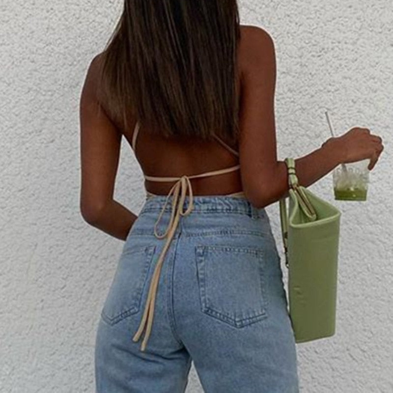 Sleeveless Chic Fashion Mesh Ruched Halter Bodysuit Women Female Tie Up Backless Body Suit - MERGE.DAY.1.FREESTYLE