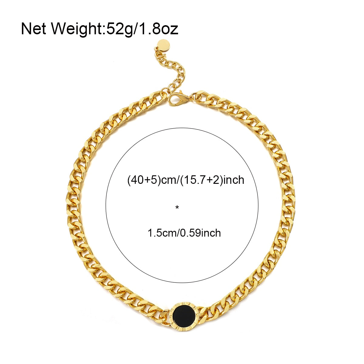 Roman Numerals Black Round Necklace Gold Silver Color Thick Statement Necklaces - MERGE.DAY.1.FREESTYLE