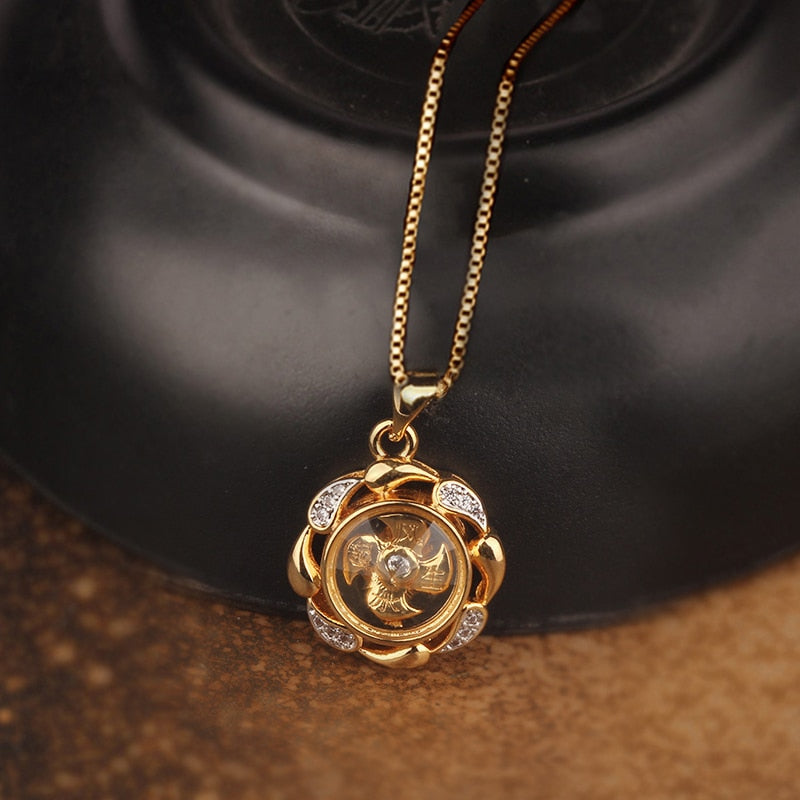 Rotatable Windmill Pendant Necklace AAA Cubic Zirconia Pave Gold Silver Color Crystal Necklace Jewelry - MERGE.DAY.1.FREESTYLE