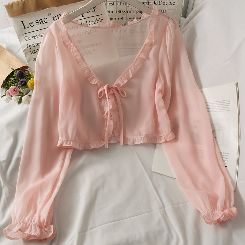 Thin Coat Casual Lace Bow Summer Sun Protection Female Cardigan Shirt Clothing Tops - MERGE.DAY.1.FREESTYLE