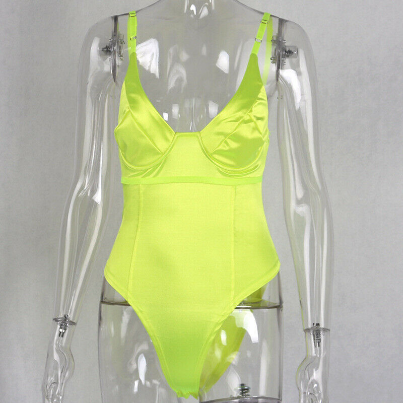 Women Sleeveless V Neck Sexy Bodycon Bodysuit Stretch Leotard Summer Jumpsuit - MERGE.DAY.1.FREESTYLE
