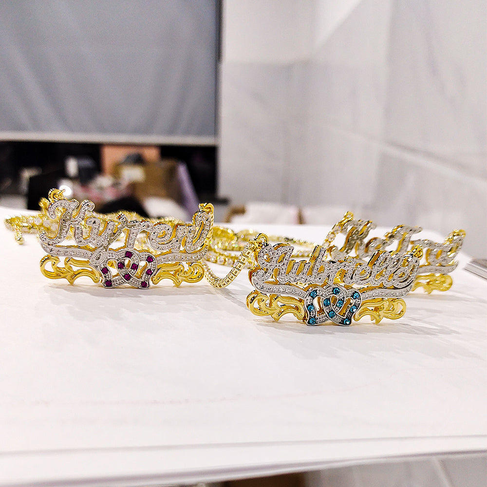 Custom mexican gold name necklace 3d nameplate necklace Birthstone - MERGE.DAY.1.FREESTYLE