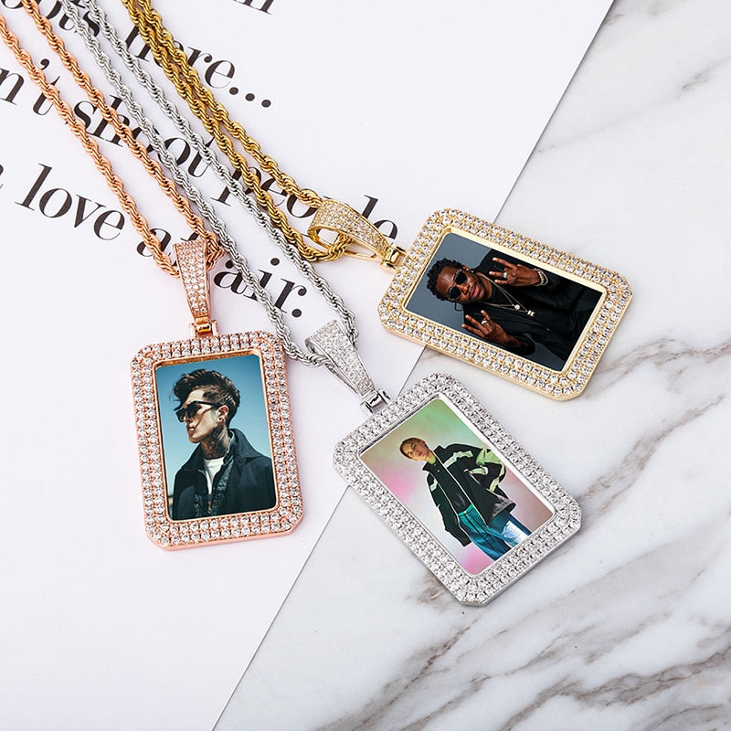custom photo square medallion pendant hip hop fashion jewelry - MERGE.DAY.1.FREESTYLE
