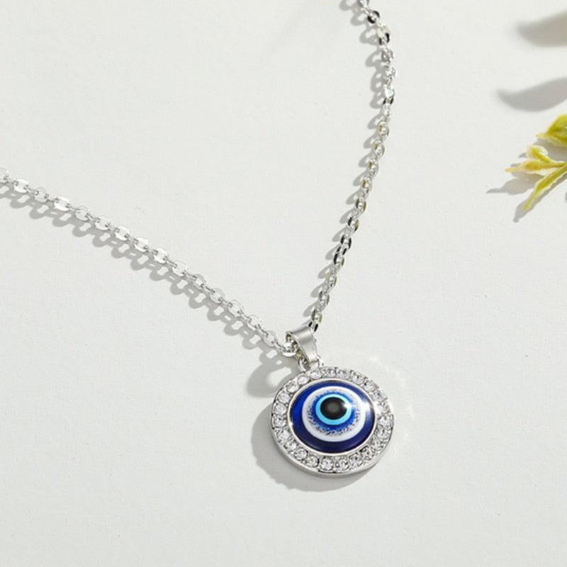 Turkish Evil Eye Pendant Choker Necklace Lucky Blue Evil Eyes Clavicle Chain Necklace - MERGE.DAY.1.FREESTYLE