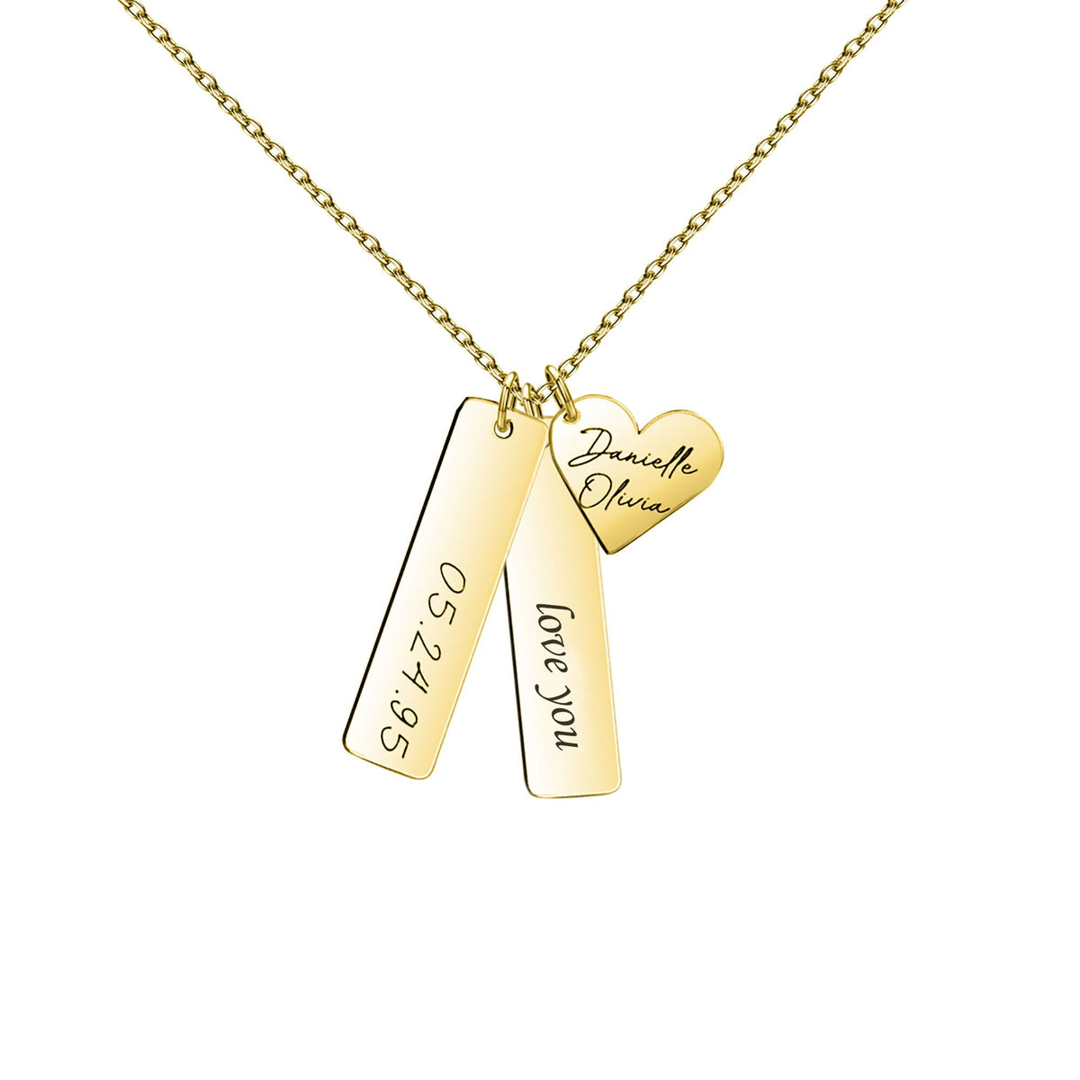 Heart-shaped Necklace Personalized Engraved Name Text Pendant - MERGE.DAY.1.FREESTYLE