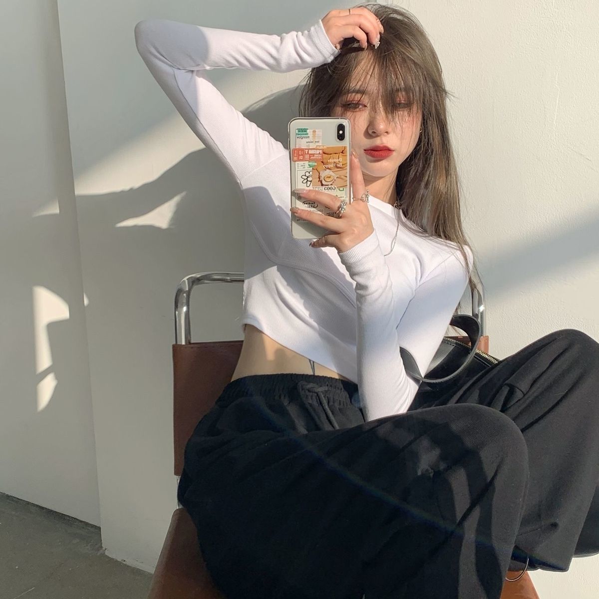 T-shirt Women Design Chest Type Crop Tops Aautumn New Skinny Long Sleeve - MERGE.DAY.1.FREESTYLE